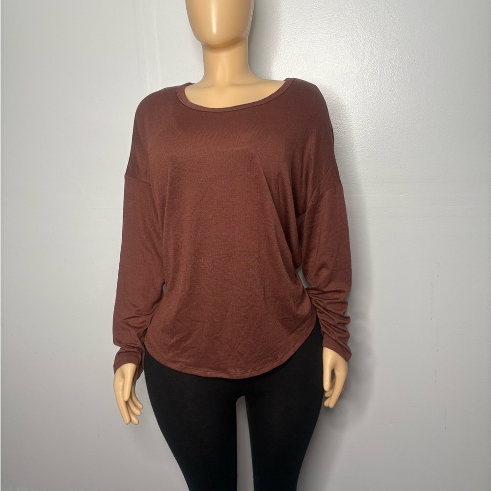 Time and Tru Women's Chocolate Long Sleeve Top